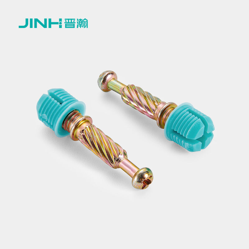 JH-2154 32mm Zinc Plated Bolt with Nylon Sleeve Anchor | 12N Torque Flat Head Connector for 15mm+ KD Furniture Panels