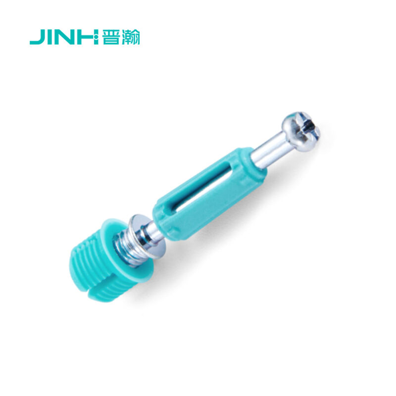 JH-2160 Furniture Cam Lock Fastener Set, 36mm Cold-Forged Steel Bolt with Nylon Sleeve & Expansion Plug for 15mm+ Board, Blue Zinc Coated, Up to 12N Torque