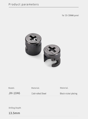13.5mm 12mm Cam Connector Black Nickel Plated Minifix Cam Lock For Connection