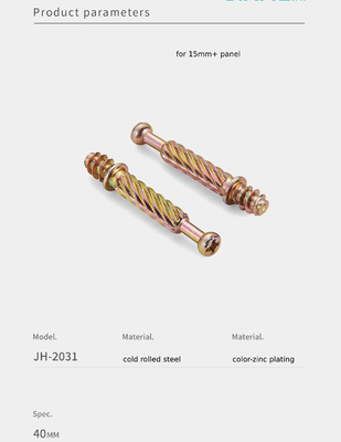 40mm Steel Minifix Connecting Bolts With Cam, Furniture Connector For Panel Furniture