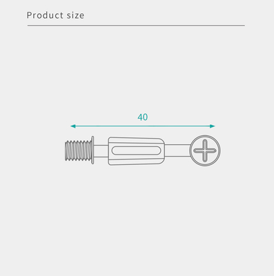 40mm Steel Minifix Connecting Bolts With Plastic Dowel, flat pack furniture fitting