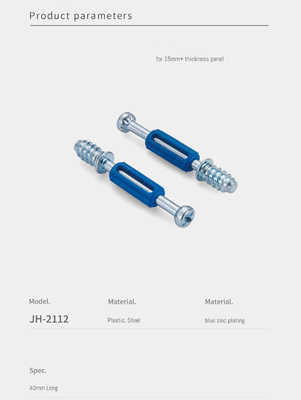40mm Steel Minifix Connecting Bolts With Plastic Dowel, flat pack furniture fitting