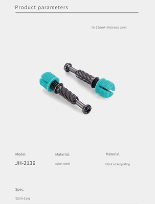 32mm Cold-Rolled Steel Minifix Connecting Bolts With Nylon Dowel, Furniture Hardware