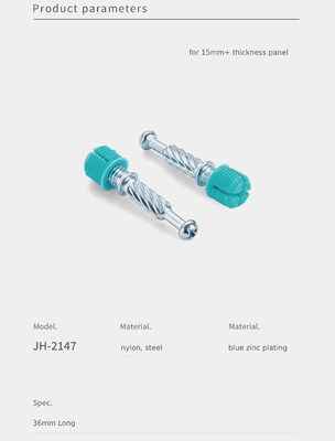 36mm Cold-Rolled Steel Minifix Spreading Bolts With Dowel, Furniture Connecting Fitting