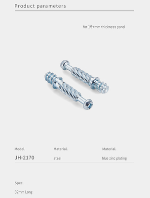 32mm Steel Minifix Spreading Bolts With M6 Thread, Furniture Connecting Fitting for rta furniture
