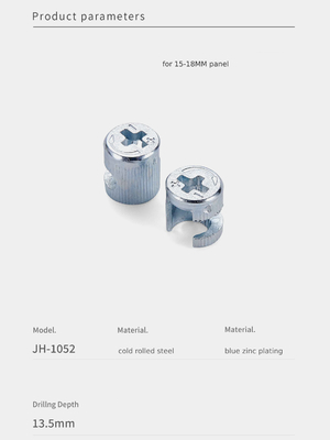 Zinc Plated 10mm Cam Lock Easy To Install Furniture Cam Fitting For Desk Construction