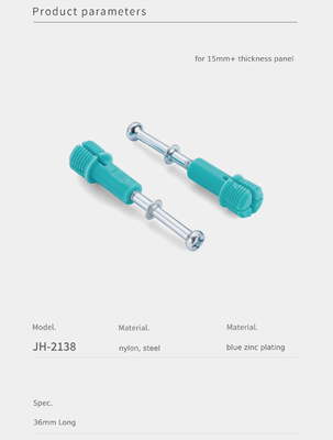 Easy To Install 36mm Minifix Connecting Bolts Carbon Steel Material For Panel Furniture