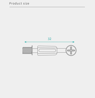32mm Length Minifix Connecting Bolts OEM Customizable Furniture Panel Connector