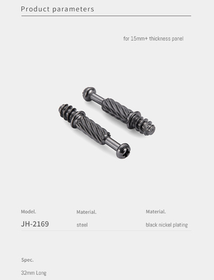 Black Nickel Plated 32mm Minifix Cam Bolt Easy Installation Furniture Connecting Fitting