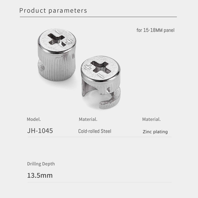 H13.5mm Minifix Cam Lock Cold Rolled Steel Connector For KD Furniture