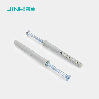 JH-12015 8x60mm Plastic Expansion Anchor Bolt With Screw Gray Expanding Plastic Screw Anchors