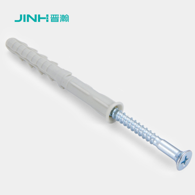 JH-12015 8x60mm Plastic Expansion Anchor Bolt With Screw Gray Expanding Plastic Screw Anchors