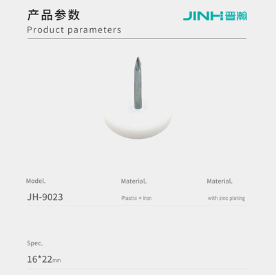 16mm Furniture Feet Nail In White Pe Plastic And Zinc Plated Nail For Wood Furniture Leg