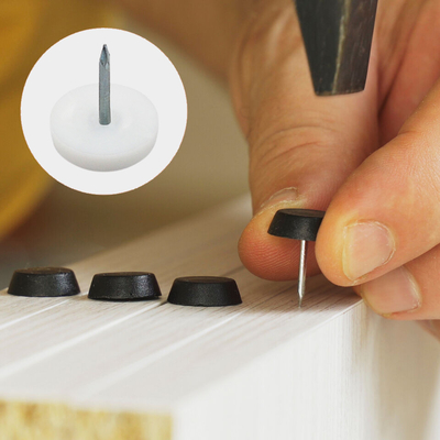 16mm Furniture Feet Nail In White Pe Plastic And Zinc Plated Nail For Wood Furniture Leg