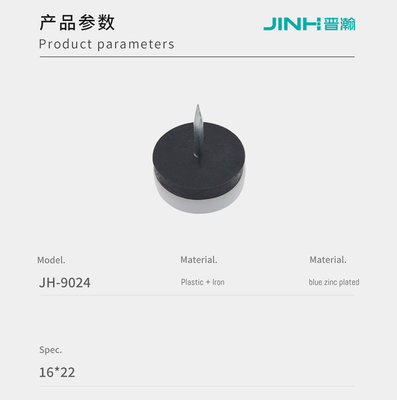 16mm Double Layer Furniture Feet Nail In Black Pe Plastic And Zinc Plated Nail For Wood Furniture Leg