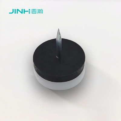 16mm Double Layer Furniture Feet Nail In Black Pe Plastic And Zinc Plated Nail For Wood Furniture Leg