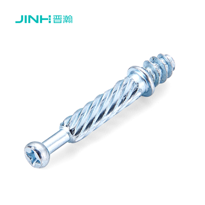 JH-2171 Blue Zinc Finish Furniture Fastener Screw Rod 40mm Cold-Drawn Carbon Steel Bolt 12N Torque Cam-Based Fastening System