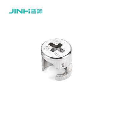 Jinhan Jh-1045 Steel 12mm Cam Connector | Cold Rolled Carbon Steel Nickel Plated | 12mm Diameter 13.5mm Height | High Strength Hidden Fastener For Cabinet & Wardrobe
