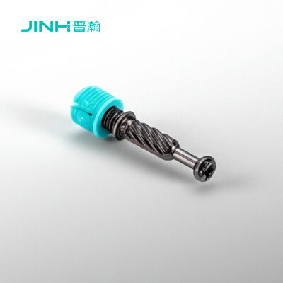 JH-2136 Three-in-One Fastener Connector Dowel with Plastic Sleeve, 32mm, Black Nickel Plated Cold Rolled Steel for 15mm+ Board Cabinet & Wardrobe