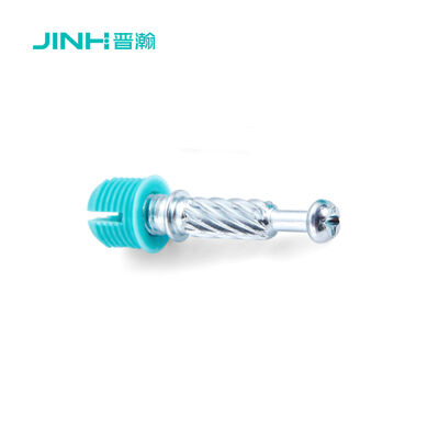 JINHAN JH-2148 Minifix Spreading Bolt / Cam Lock Connector - 32mm Cold Rolled Steel Fastener with Nylon Expansion Plug for Cabinet & Wardrobe (15mm+ Board)