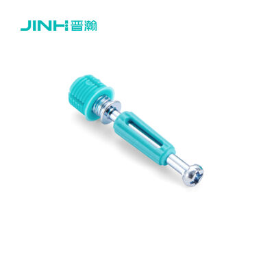 JH-2162 Conjunto de conectores de muebles: Sistema excéntrico de bloqueo de camas, perno de acero de 41 mm con manga de expansión de nylon, zincado azul, para tablero de 15 mm +, sujetadores de alto par