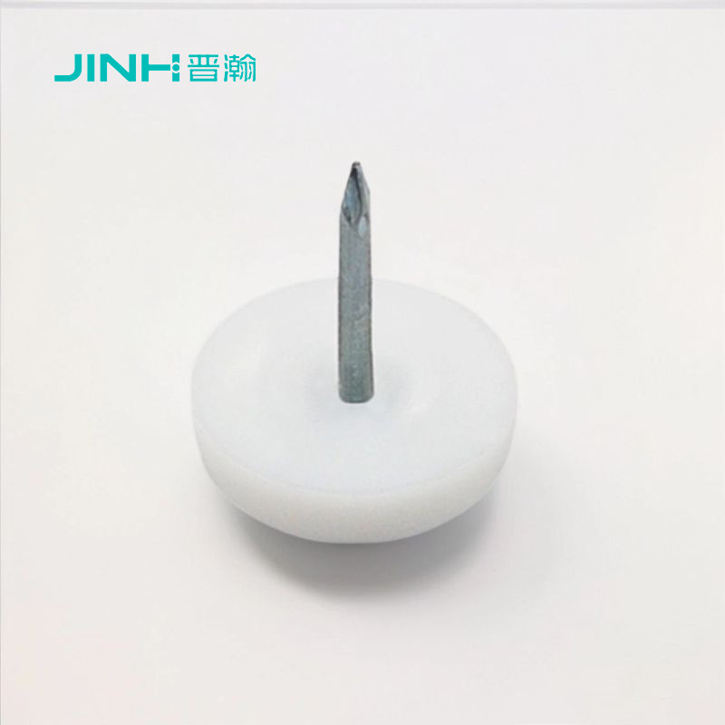 16mm Furniture Feet Nail In White Pe Plastic And Zinc Plated Nail For Wood Furniture Leg