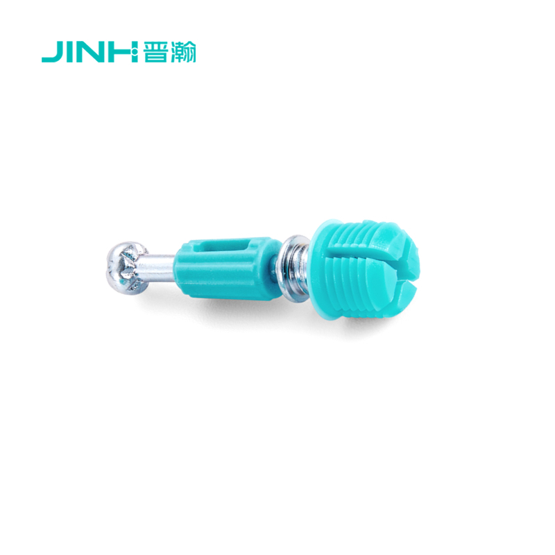 JH-2161 Cam Lock Connector Set for 15mm+ Panel Furniture | Blue Zinc Plated Cold-Drawn Carbon Steel Dowel | Up to 12N Torque