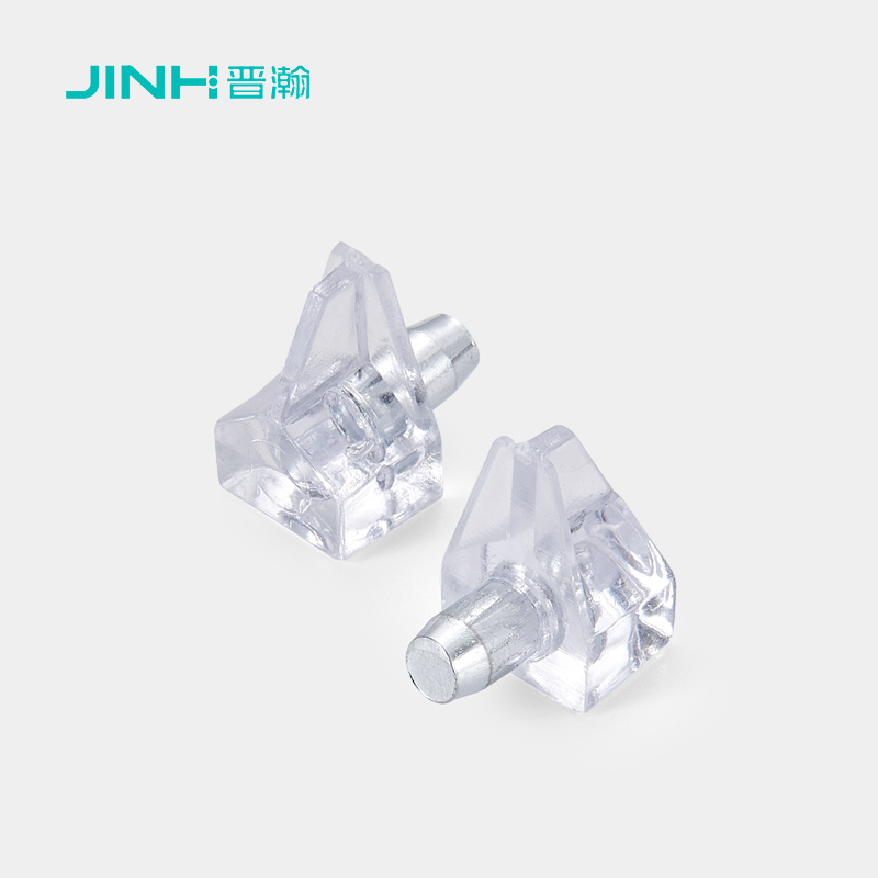 Jh-4004 Bedroom Shelf Holder Pegs | Zinc-Plated Steel & Transparent Plastic | 10.6×11mm For Cabinet/Bookcase Reinforcement