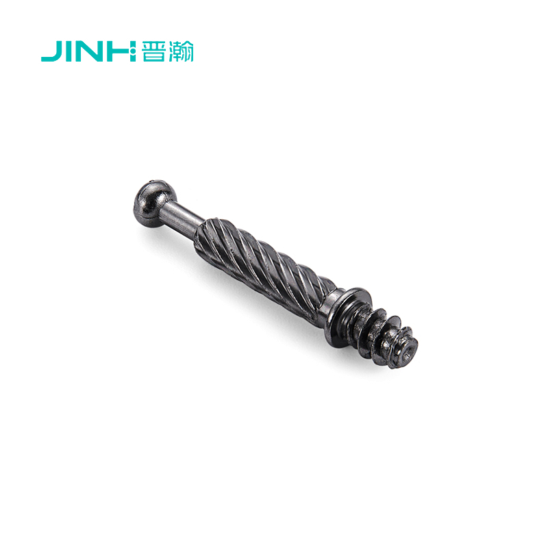 Jh-2167 High Strength Cam Dowel Screw For Furniture Assembly, Cold-Drawn Carbon Steel, Black Nickel Plated, 40mm Length