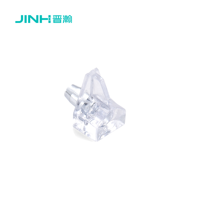 Jinhan JH-4004 Crystal Clear Shelf Support Bracket, Transparent Plastic & White Zinc-Plated Steel Layer Support Peg