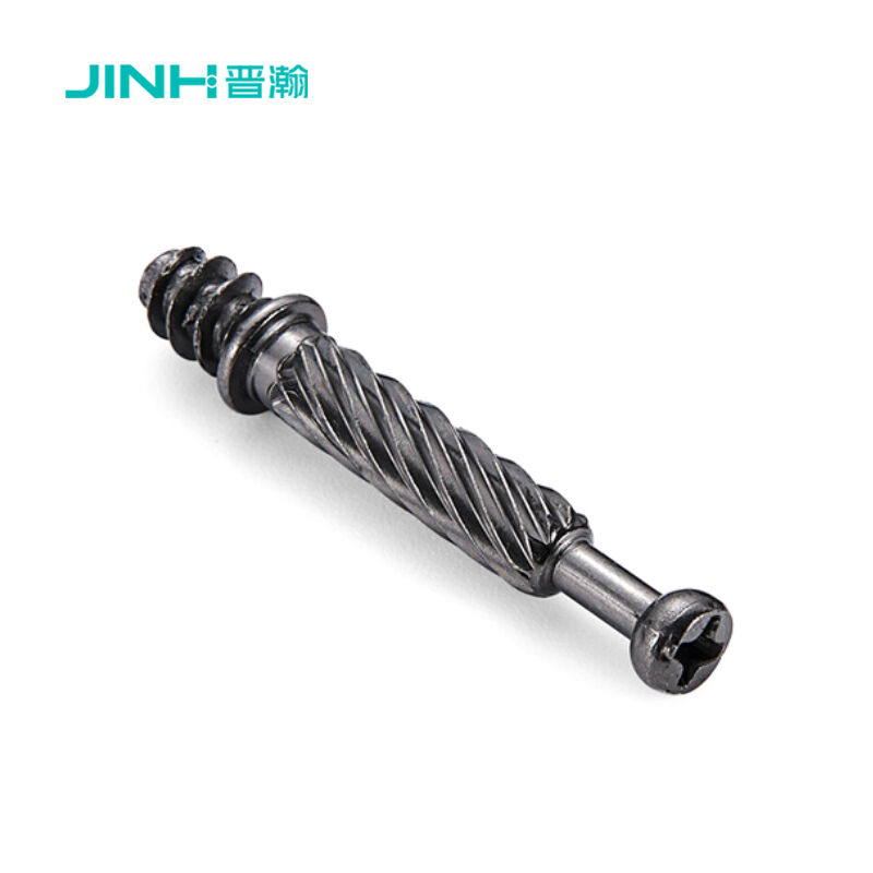 JH-2167 40mm Black Nickel Eccentric Connector Screw for Furniture Assembly, Cold-Drawn Carbon Steel Bolt, 12N Torque, 15+mm Board, 24H Salt Spray