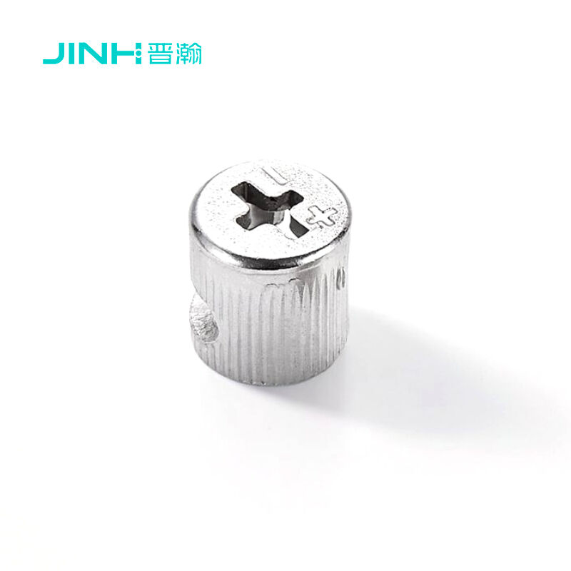 JINHAN JH-1045 Minifix Cam Lock, raccord excentrique en acier au carbone laminé à froid de 12 mm de diamètre, connecteur caché caché pour les meubles de garde-robe, nickel plat, profondeur de trou de 13,5 mm.