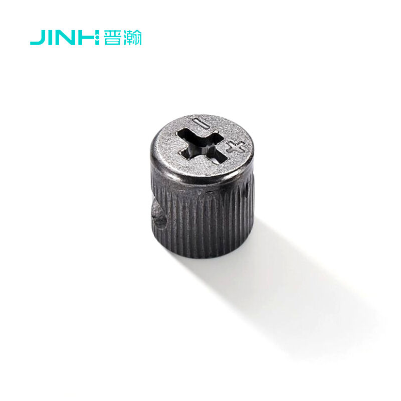 JINHAN JH-1046 Verrou excentrique Minifix pour meubles, acier au carbone laminé à froid avec placage nickel noir, Ø12x13,5mm, fixation dissimulée et sécurisée pour armoires.