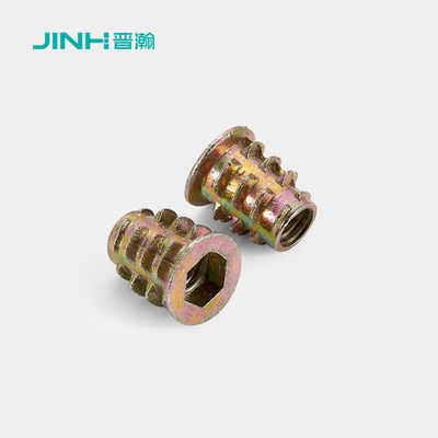 13mm Length Threaded Type Wood Insert Nut Zinc Alloy For Flat Pack Furniture