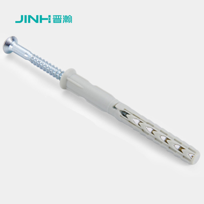 JH-12015 8x60mm Plastic Expansion Anchor Bolt With Screw Gray Expanding Plastic Screw Anchors
