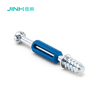 JINHAN JH-2112 Minifix Spreading Bolt & 3-in-1 Fast Connector with Plastic Sleeve - 40mm, Cold Rolled Steel, Hidden Installation