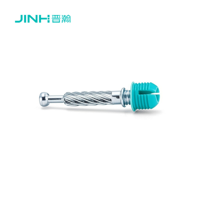 JINHAN JH-2145 Minifix Connecting Rod Spreading Bolt - Blue Zinc Plated Cold Rolled Steel with Nylon Expansion Plug for 15mm+ Panel Furniture Assembly
