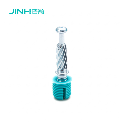 JINHAN JH-2148 Minifix Spreading Bolt: 32mm Cold Rolled Carbon Steel Connector Rod with Nylon Expansion Bolt for 15mm+ Panel Furniture
