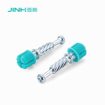 Jh-2147 Adjustable Furniture Connecting Fitting, Cold Rolled Steel With Blue Zinc Plating & Nylon Expansion Plug