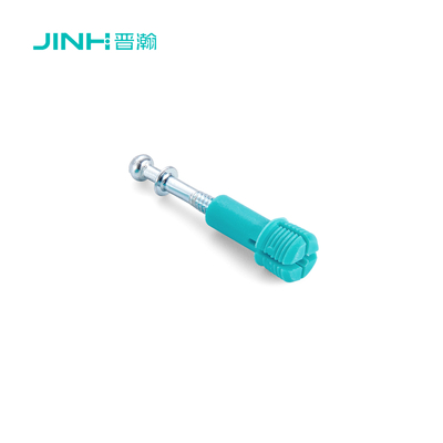 Jh-2163 32mm Cam Connector Screw | Cold-Drawn Carbon Steel Bolt & Nylon Expansion Insert | 32mm Length, Blue Zinc Plated
