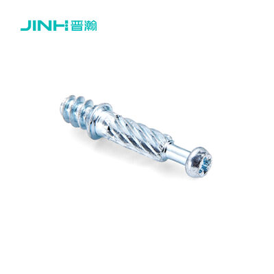 JH-2170 Cold-Drawn Carbon Steel Eccentric Connector Screw Rod, 32mm Length, Blue Zinc Plated for 15mm+ Board, High Torque Fastener for Flat-Pack Furniture Assembly