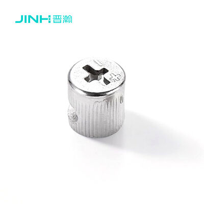 JINHAN JH-1045 Minifix Cam Lock, raccord excentrique en acier au carbone laminé à froid de 12 mm de diamètre, connecteur caché caché pour les meubles de garde-robe, nickel plat, profondeur de trou de 13,5 mm.