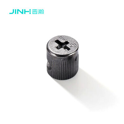 JINHAN JH-1046 Verrou excentrique Minifix pour meubles, acier au carbone laminé à froid avec placage nickel noir, Ø12x13,5mm, fixation dissimulée et sécurisée pour armoires.