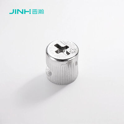 JINHAN JH-1050 15mm Minifix Cam Lock, Cold Rolled Steel Nickel-Plated Eccentric Connector for Cabinet Furniture, Hidden Installation, ISO 9001 Certified